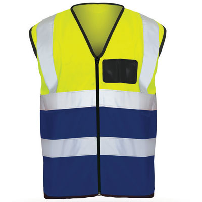 lime and blue reflective vest